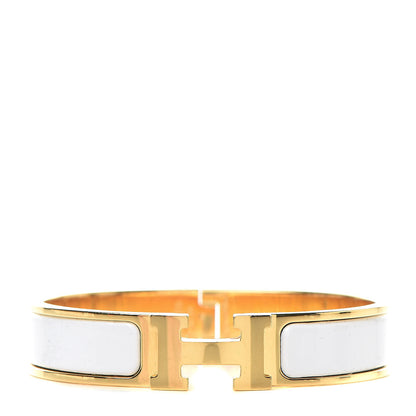 Hermes Enamel Narrow Clic Clac H Bracelet PM White 1 of 6