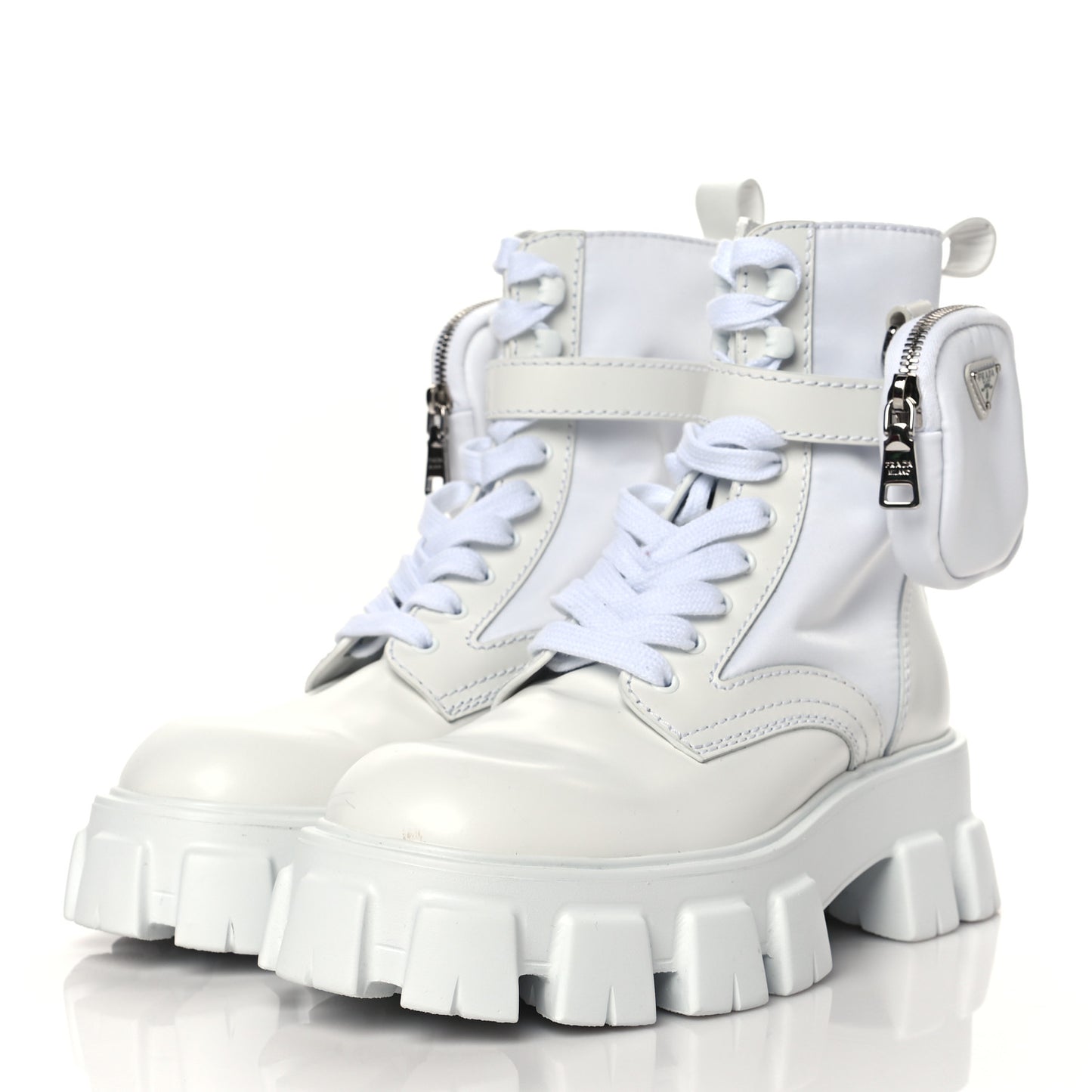 Spazzolato Rois Re-Nylon Metal Triangle Logo Mens Monolith Pouch Pocket 60mm Combat Boots 6 White