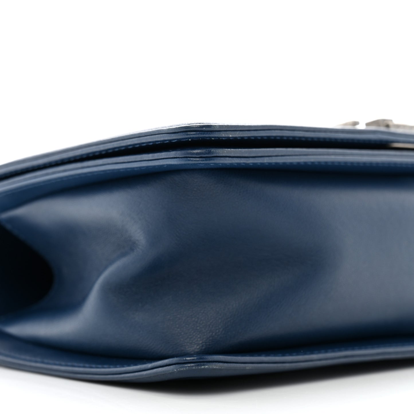 Calfskin Chevron Quilted Medium Boy Flap Dark Navy Blue