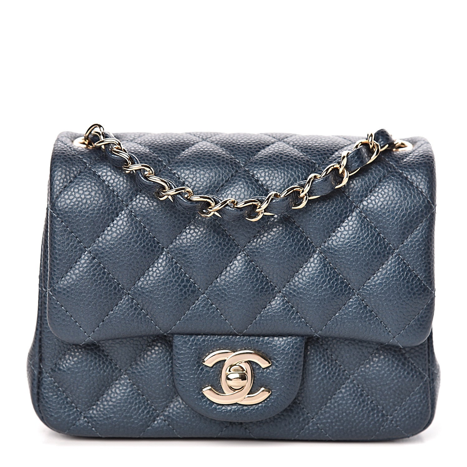 Chanel Iridescent Caviar Quilted Mini Square Flap Dark Blue 1 of 10
