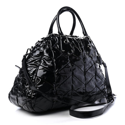 Prada Vernice Chevron Dome Satchel Black 2 of 4