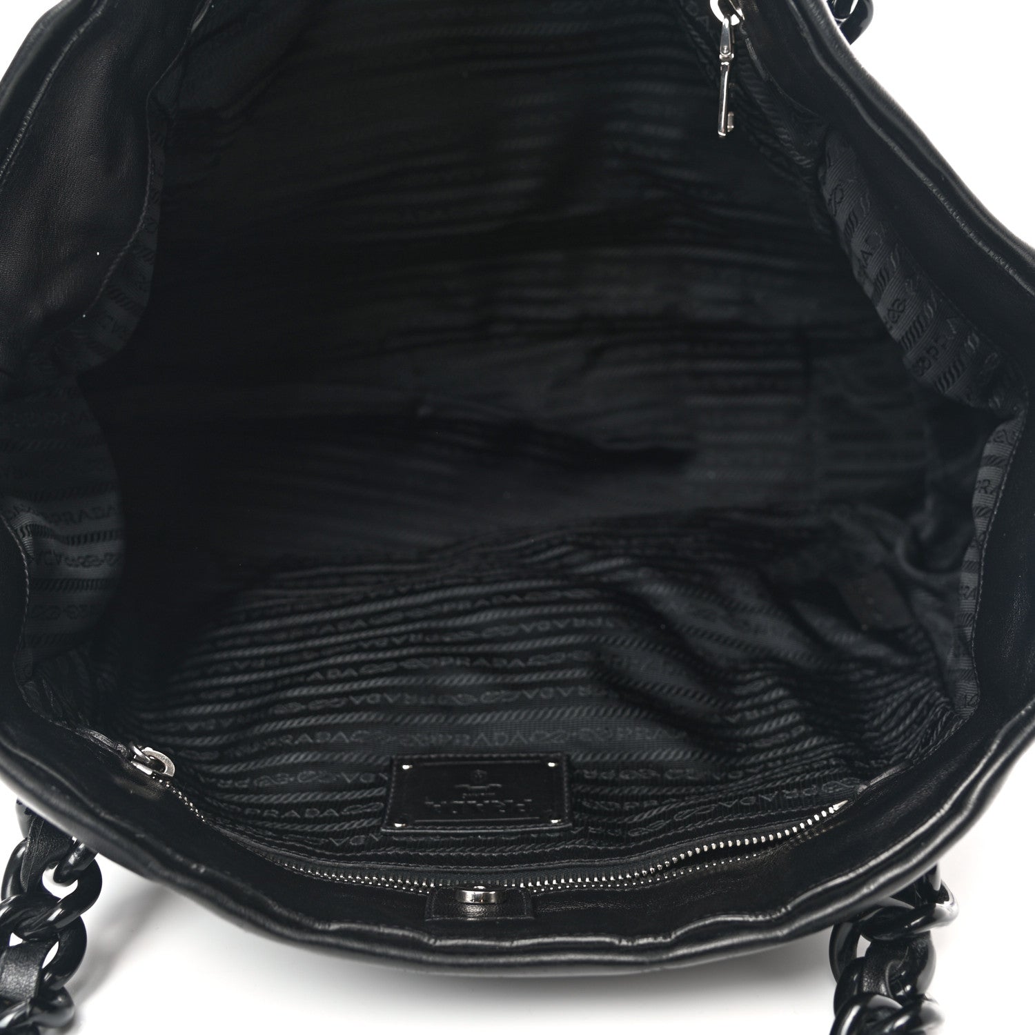 Prada Metallic Nappa Tessuto Nylon Mordore Stripes Tote Black 5 of 11