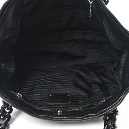 Prada Metallic Nappa Tessuto Nylon Mordore Stripes Tote Black 5 of 11