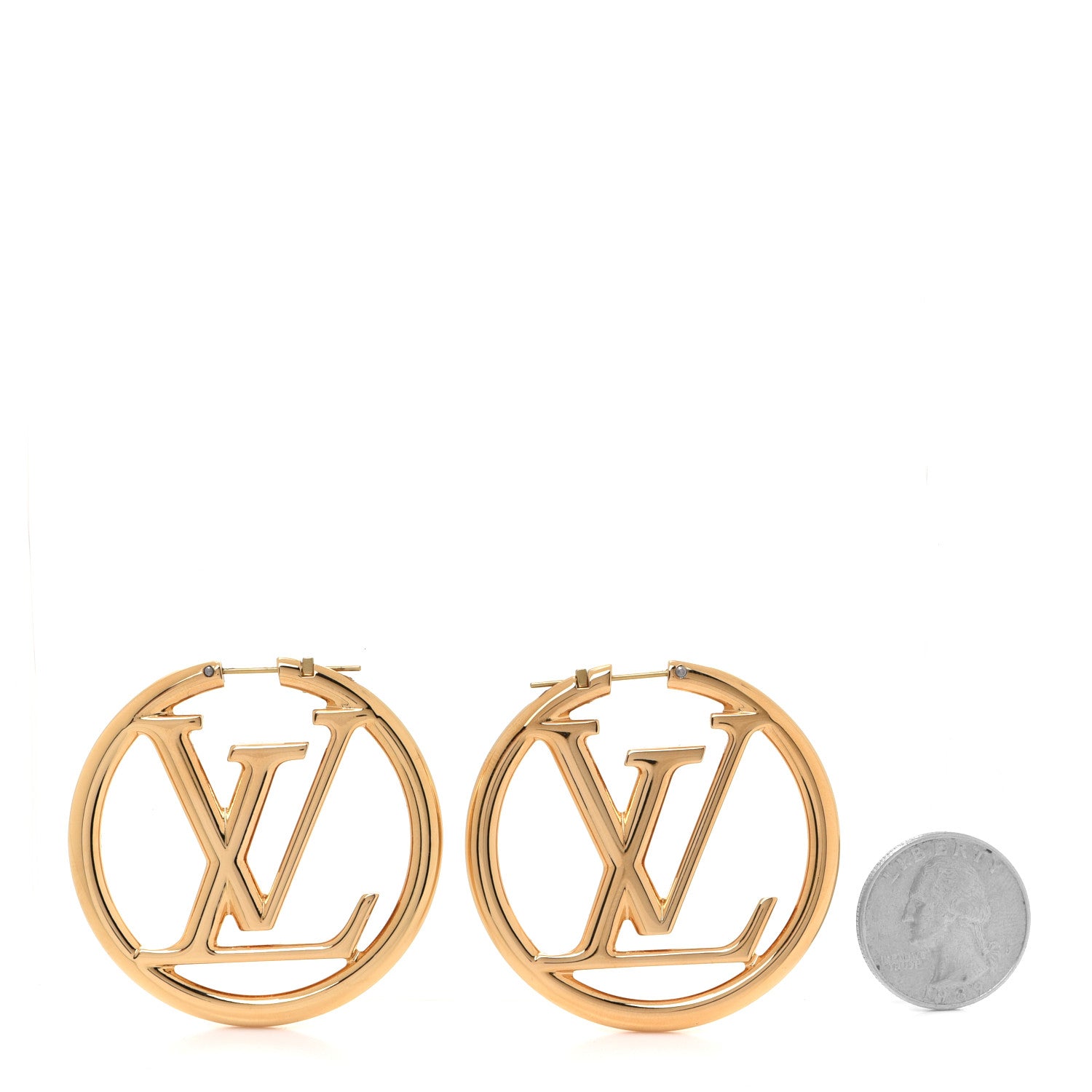 Louis Vuitton Metal Louise Hoop Earrings Gold 2 of 5