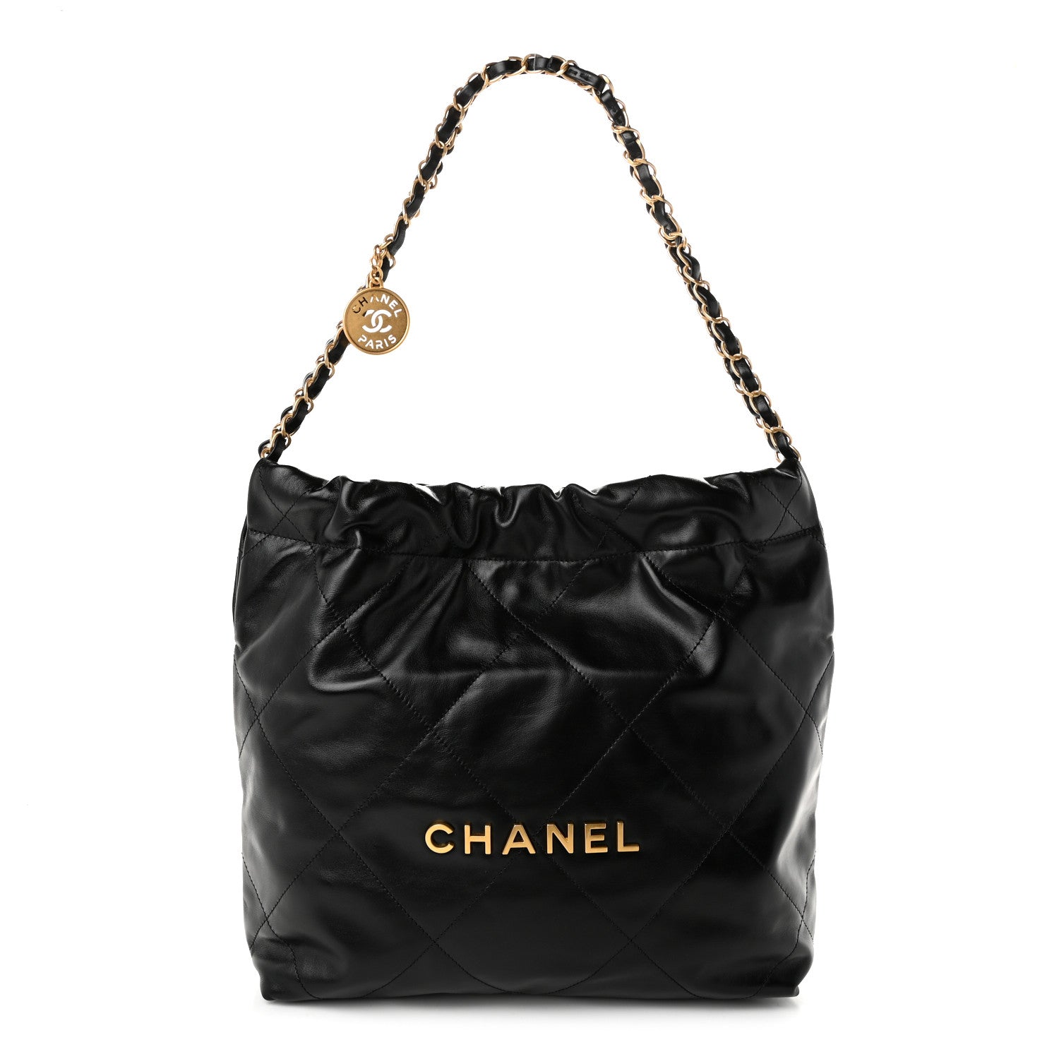 Chanel Shiny Calfskin Quilted Small Chanel 22 Black 1 of 11