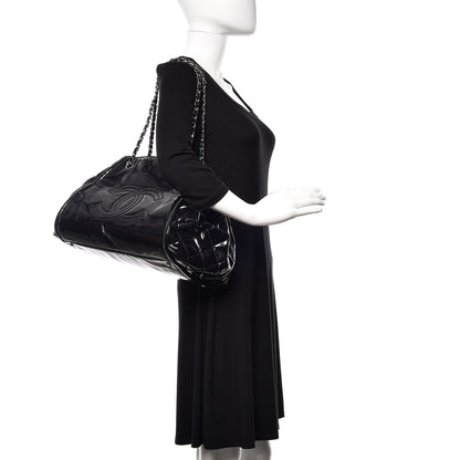 Chanel Vinyl Lipstick Ligne Accordion Tote Black 2 of 10
