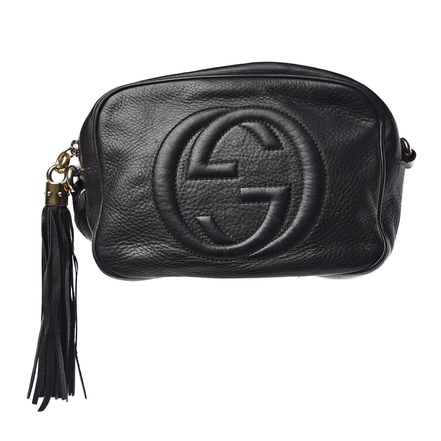 Pebbled Calfskin Small Soho Disco Bag Black
