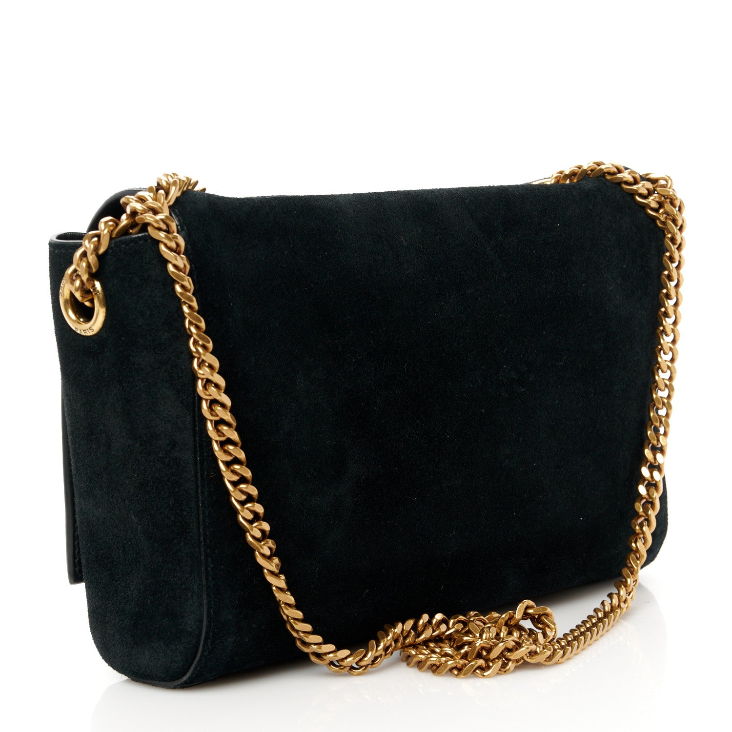 Saint Laurent Smooth Calfskin Suede Small Reversible Monogram Kate Satchel Black 4 of 17