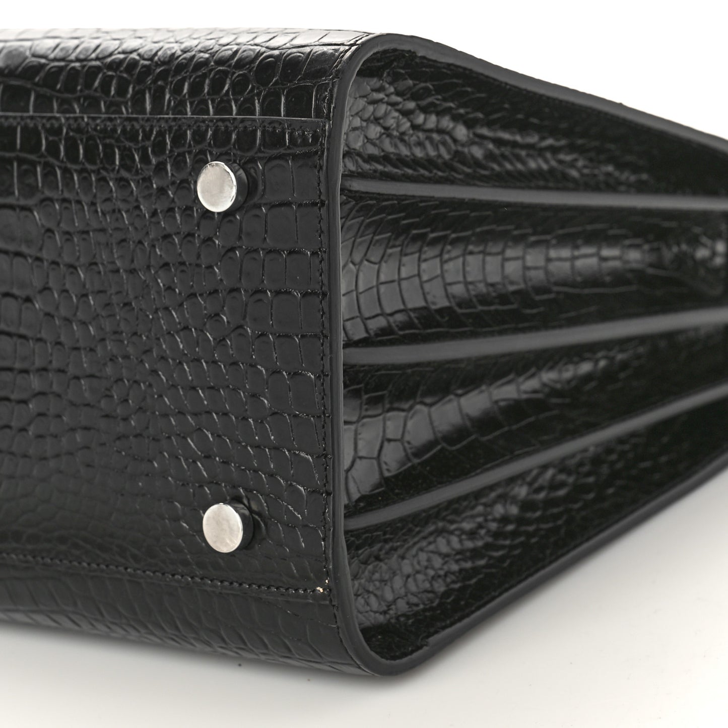 Calfskin Crocodile Embossed Small Sac de Jour Black