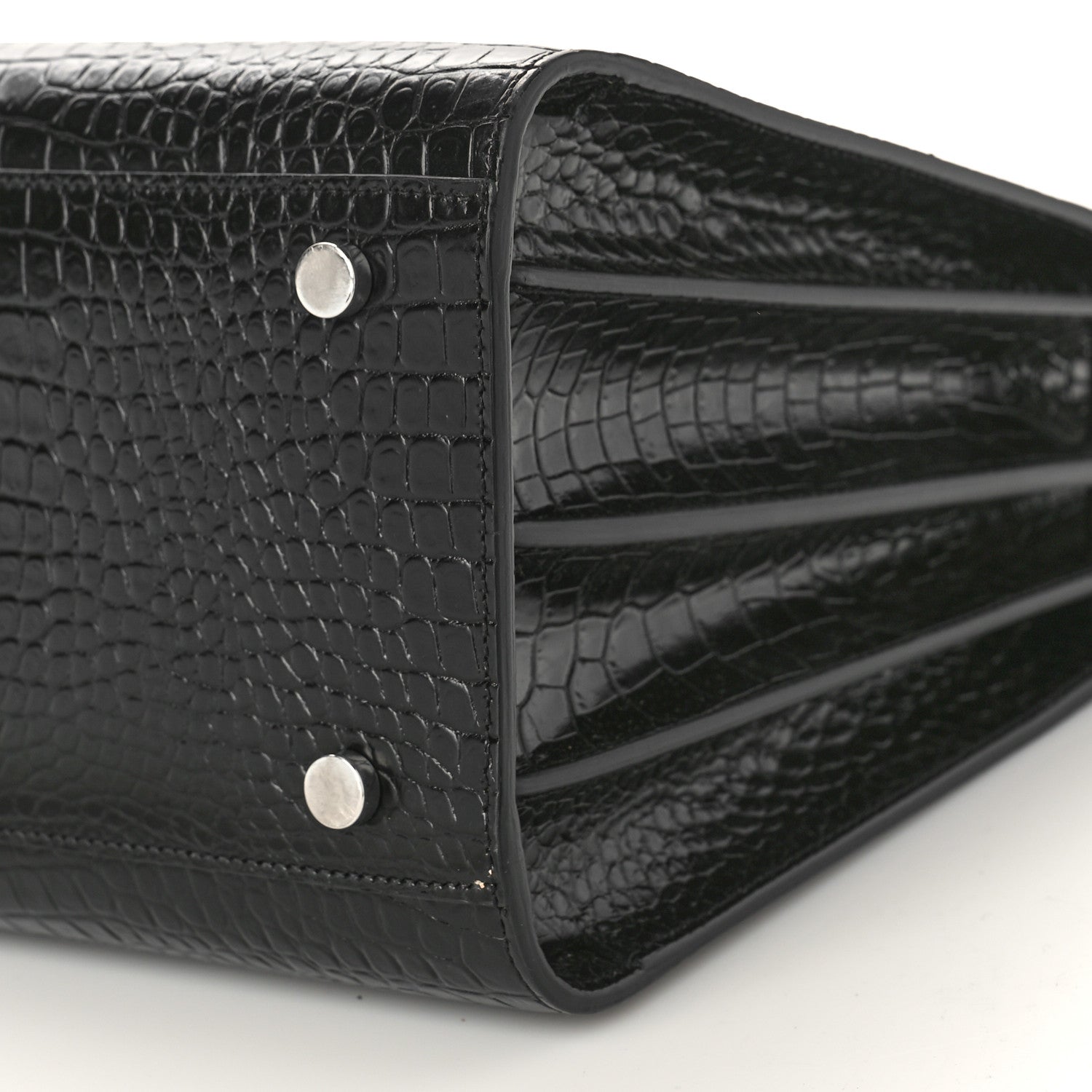 Saint Laurent Calfskin Crocodile Embossed Small Sac de Jour Black 10 of 11