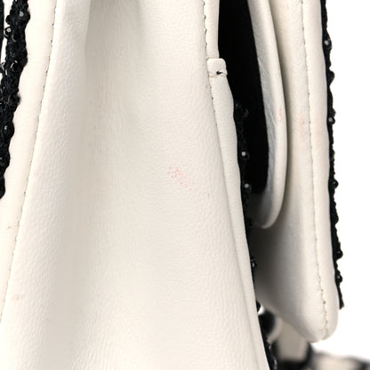 Chanel Lambskin Crystal Embroidered Medium Garden Of Versailles Double Flap Black White 12 of 21