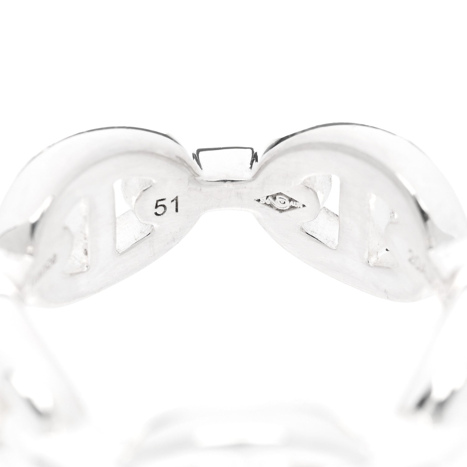 Hermes Sterling Silver PM Chaine d'Ancre Enchainee Band Ring 51 5.75 6 of 9
