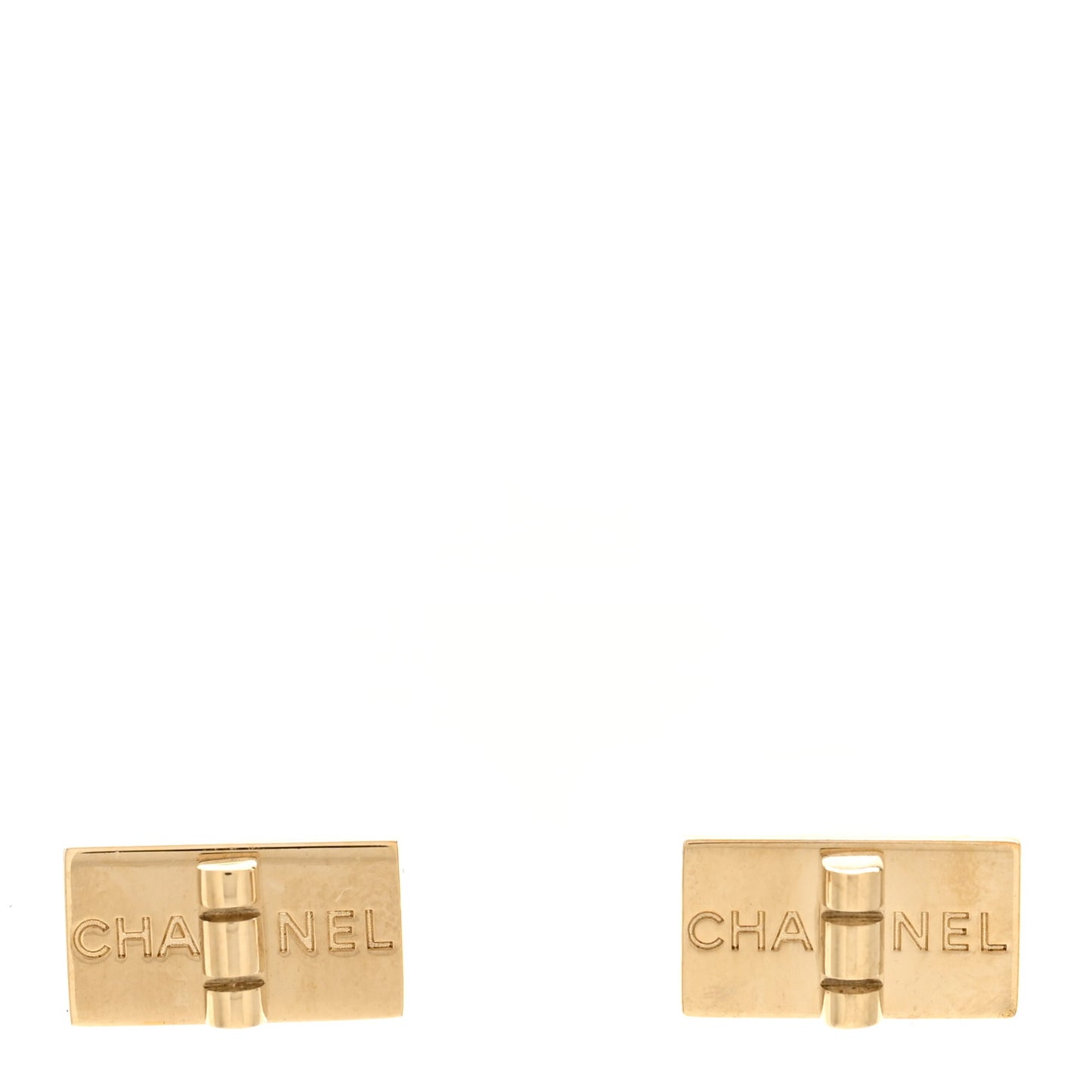 Metal 2.55 Logo Plate Earrings Gold