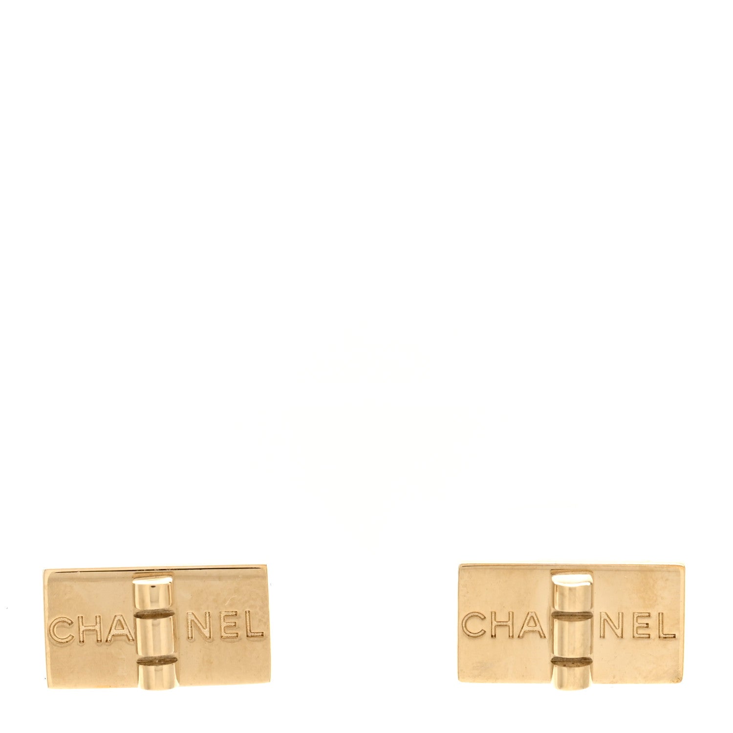 Chanel Metal 2.55 Logo Plate Earrings Gold 1 of 5