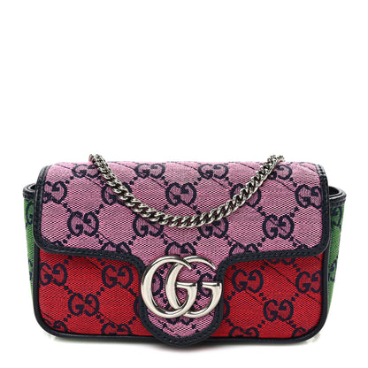 Gucci Monogram Multicolor Matelasse Diagonal Super Mini GG Marmont Shoulder Bag Pink Blue Red Yellow Green 1 of 10