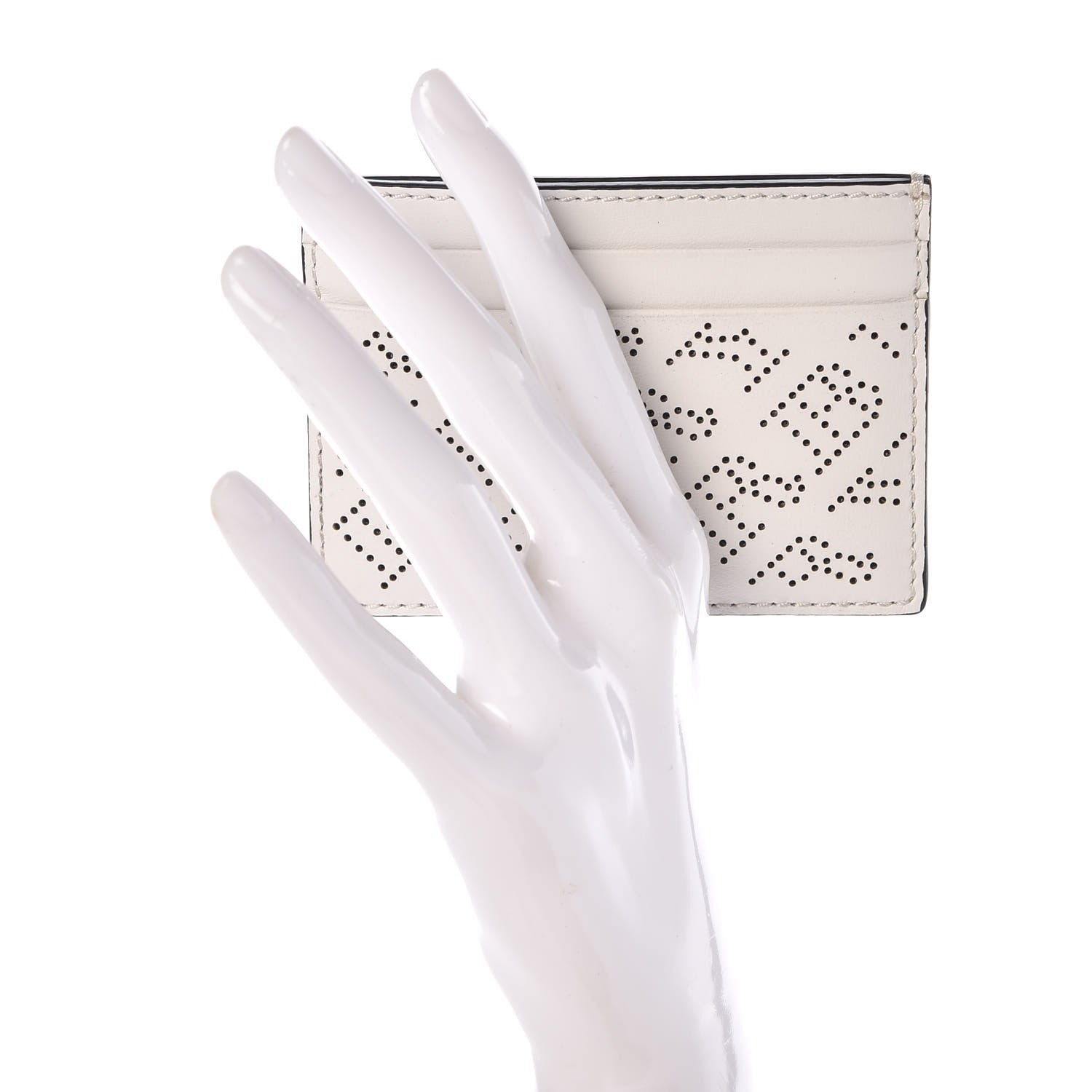 Burberry Calfskin Perforated Sandon Card Card Case White 2 of 7