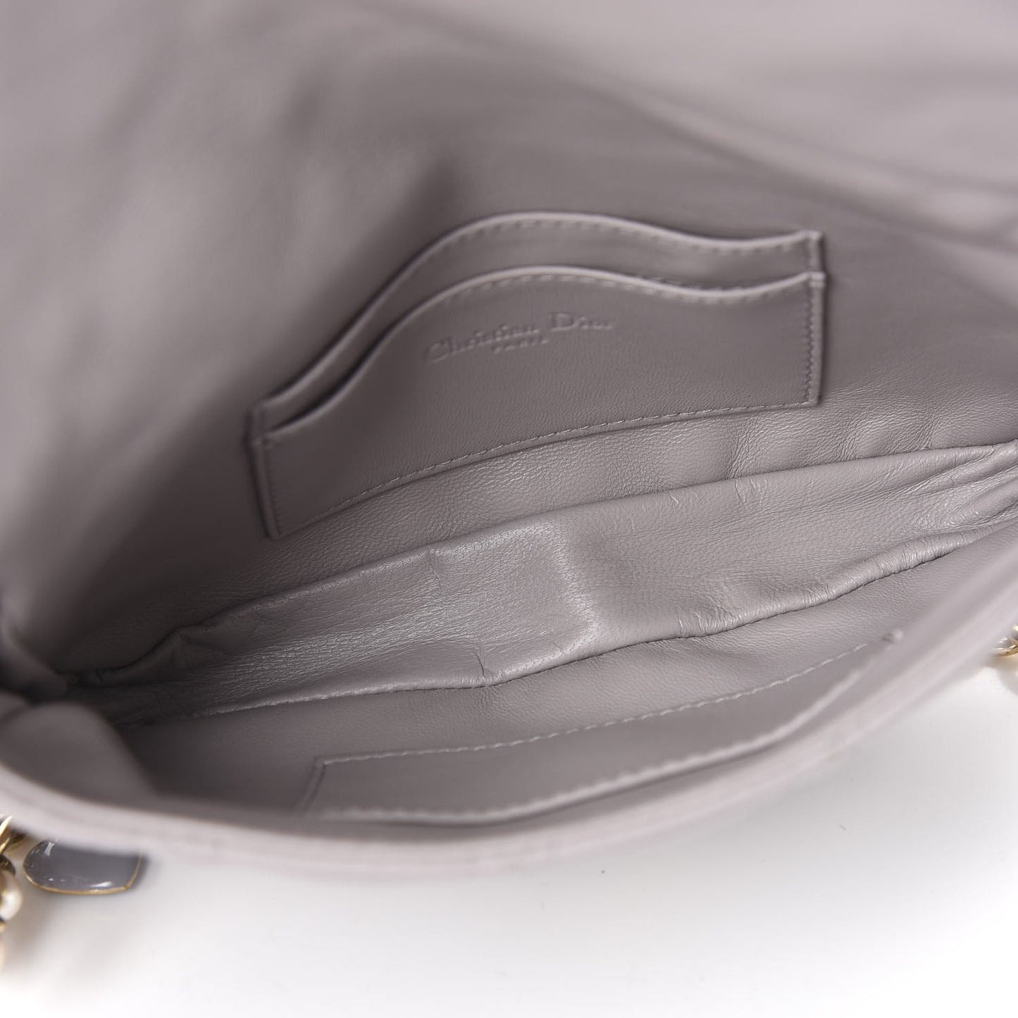 Lambskin Cannage Lady Dior Pochette Grey