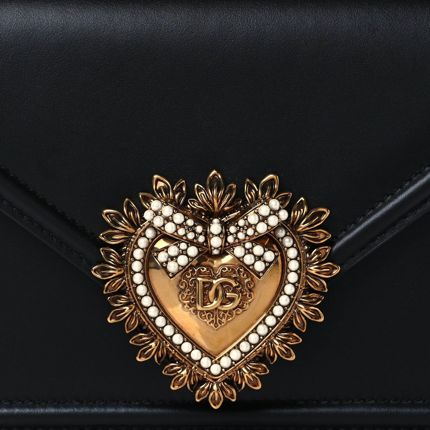 Dolce & Gabbana Smooth Calfskin Small Devotion Envelope Top Handle Bag Black 7 of 9