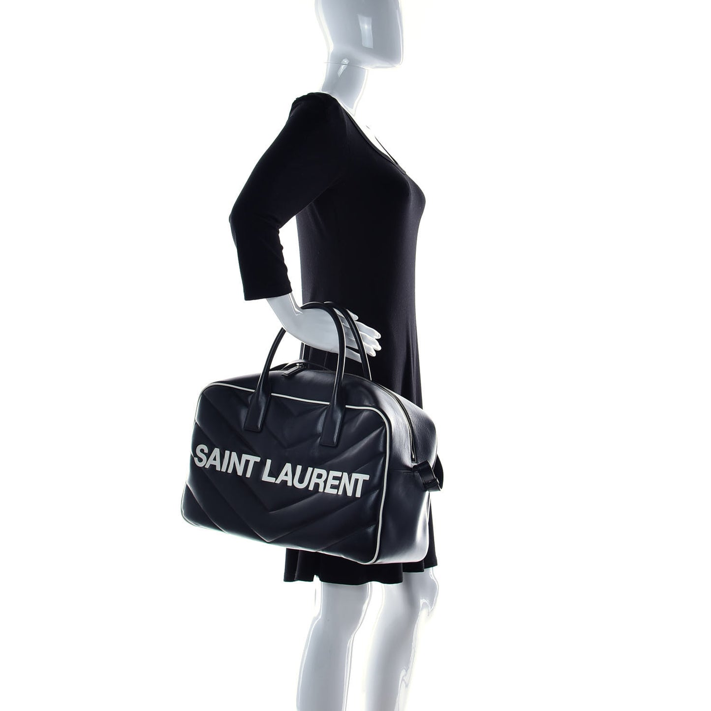 Calfskin Medium Miles Logo Bowler Duffel Bag Black