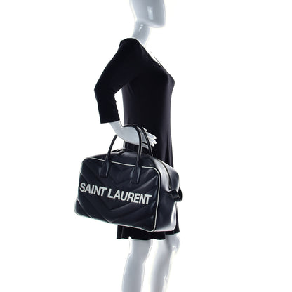 Saint Laurent Calfskin Medium Miles Logo Bowler Duffel Bag Black 3 of 11