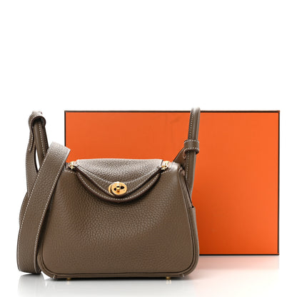 Hermes Taurillon Clemence Mini Lindy 20 Etoupe 11 of 11