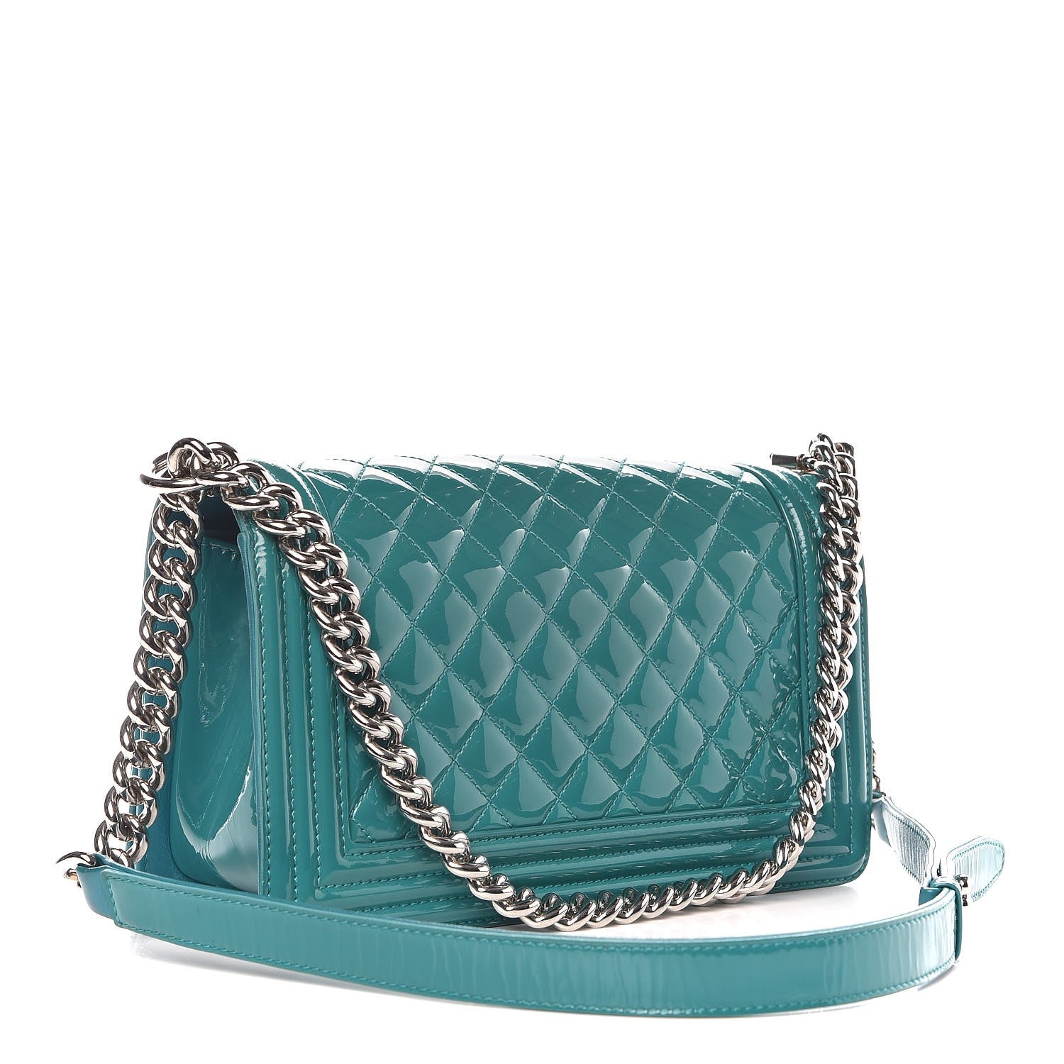 Chanel Patent Calfskin Quilted Medium Plexiglass Boy Flap Turquoise 4 of 25