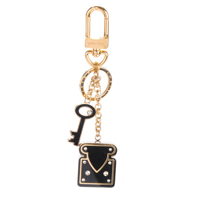 Louis Vuitton Crystal LV Lock Key Holder Bag Charm Black 1 of 6