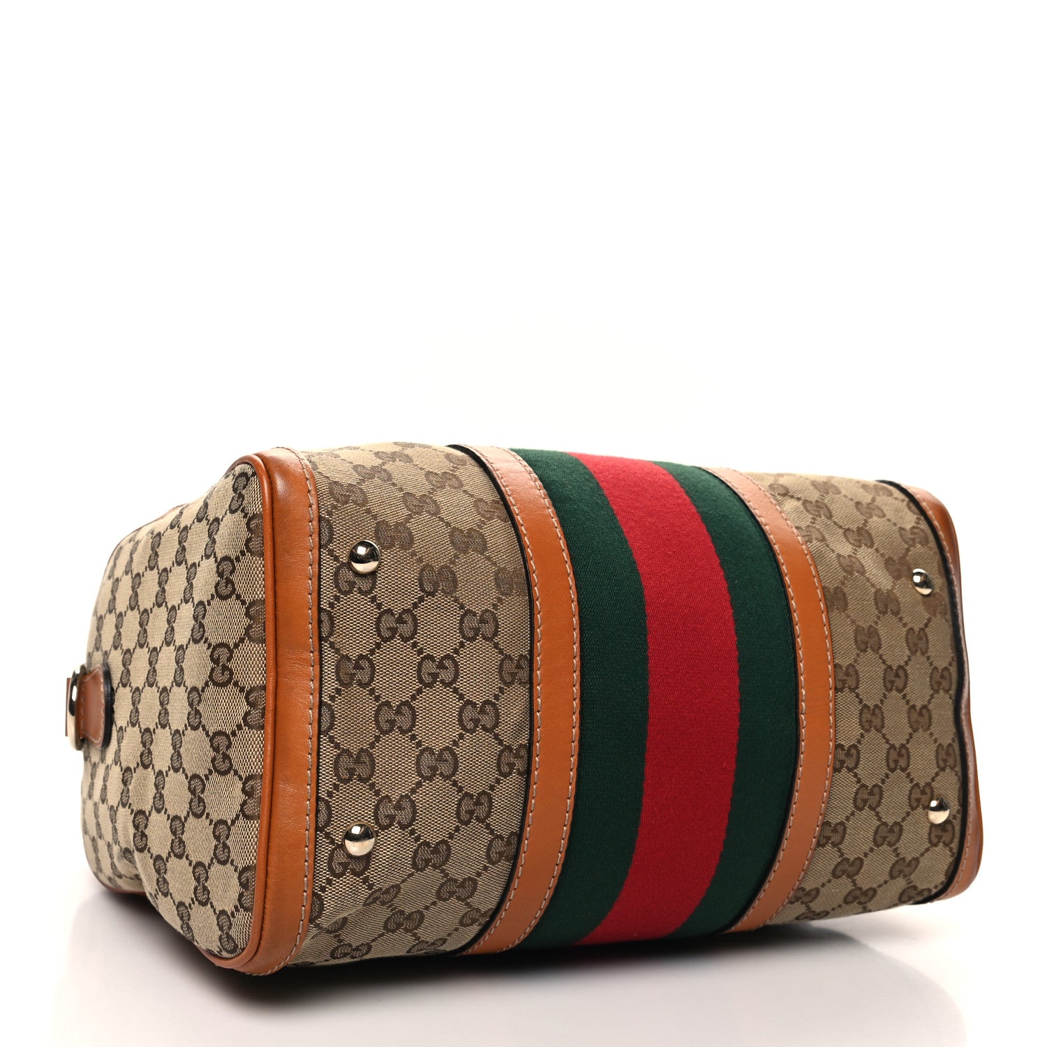 Gucci Monogram Vintage Web Medium Boston Tan Tan 4 of 13