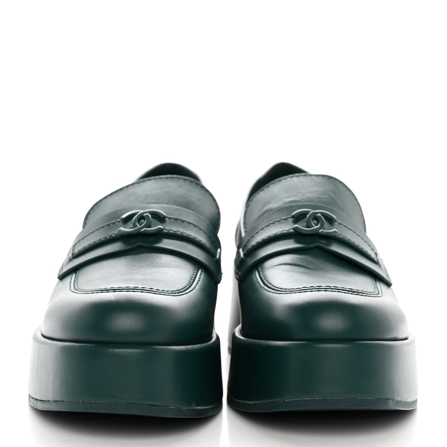 Calfskin CC Platform Loafers 39 Green