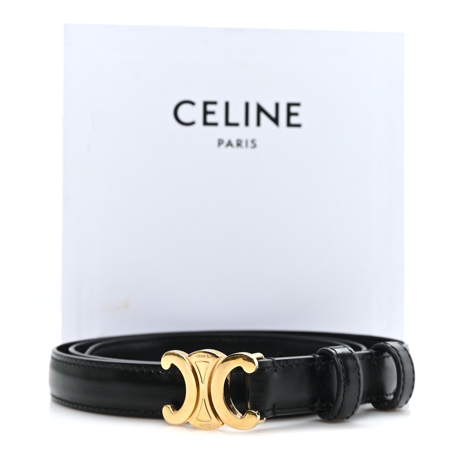 Celine Box Calfskin Medium 25mm Triomphe Belt 90 36 Black 6 of 6