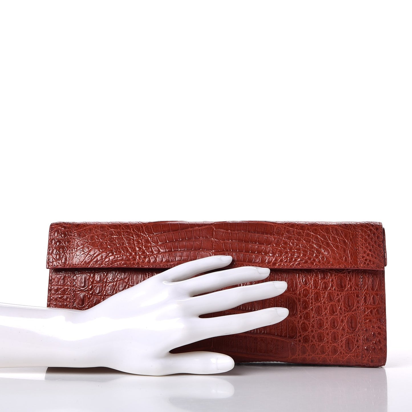 Crocodile Foldover Clutch Red