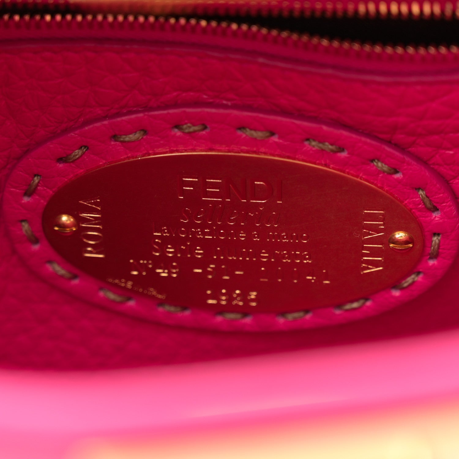 Fendi Cuoio Romano Selleria Mini Peekaboo Iconic Satchel Fuxia 6 of 12