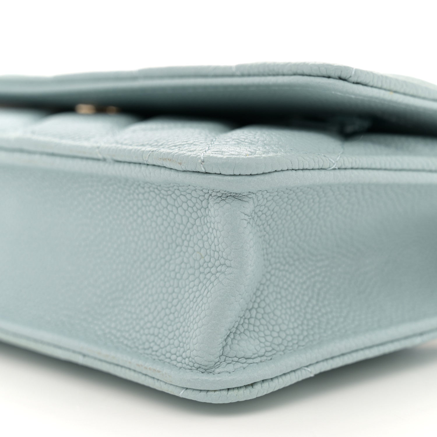 Chanel Caviar Quilted Tiny CC Wallet On Chain WOC Light Blue 11 of 11