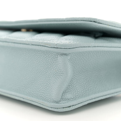 Chanel Caviar Quilted Tiny CC Wallet On Chain WOC Light Blue 11 of 11