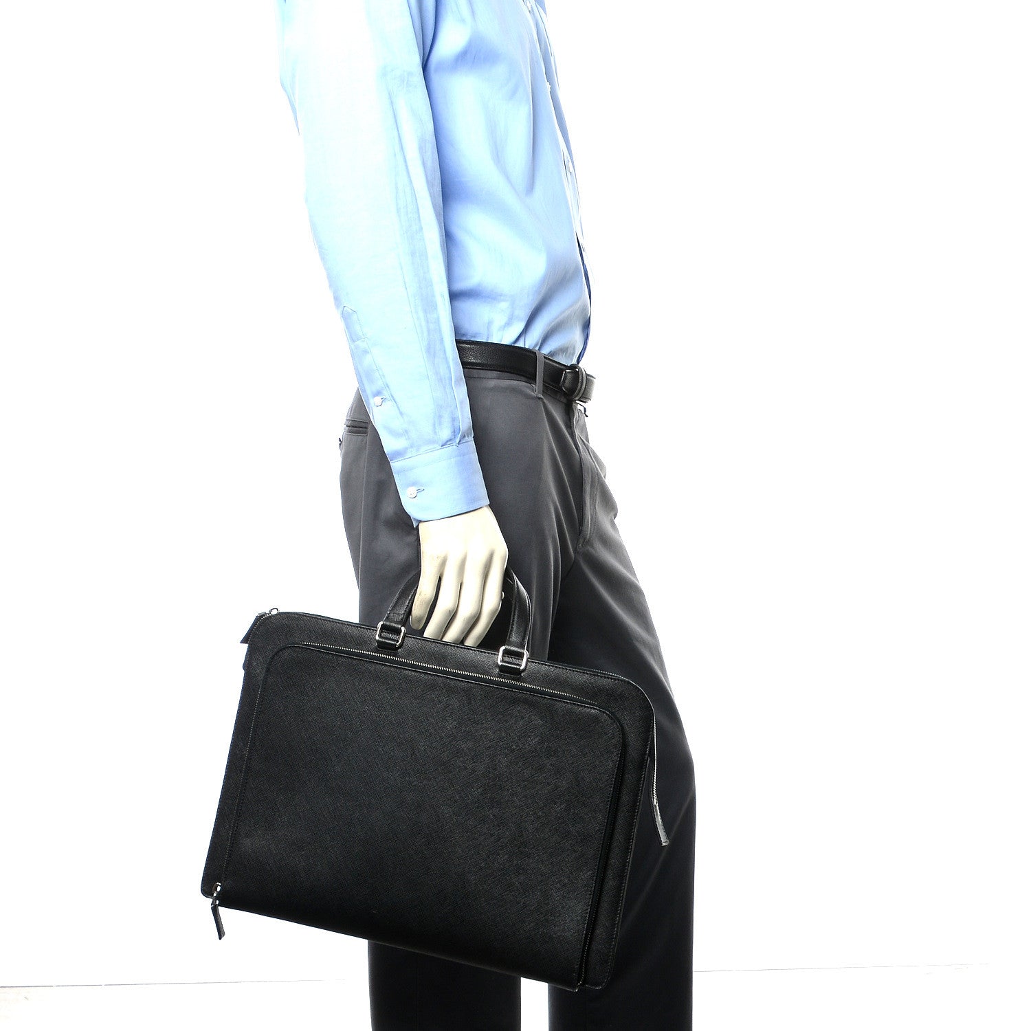 Prada Saffiano Travel Briefcase Black 2 of 16