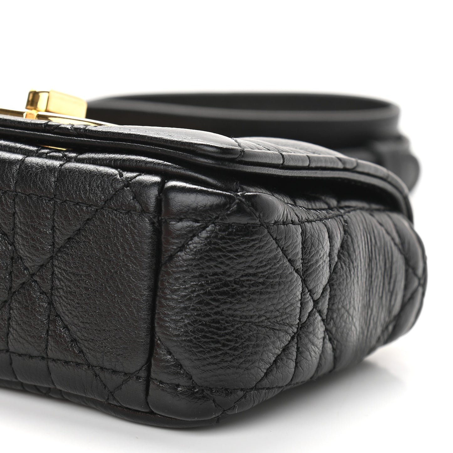 Supple Calfskin Cannage Micro Caro Bag Black