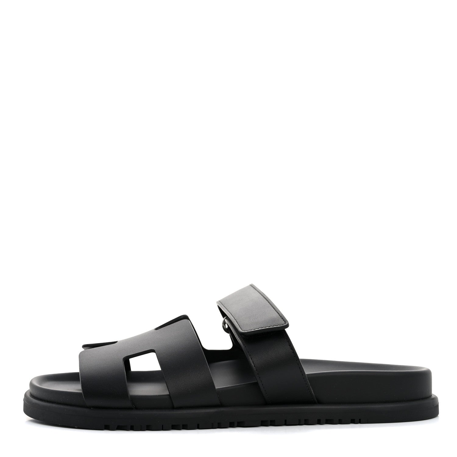 Hermes Calfskin Womens Chypre Sandals 39.5 Black 1 of 10