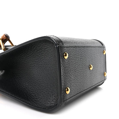 Gucci Textured Dollar Calfskin Web Mini Diana Tote Bag Black Dusty Grey 9 of 10