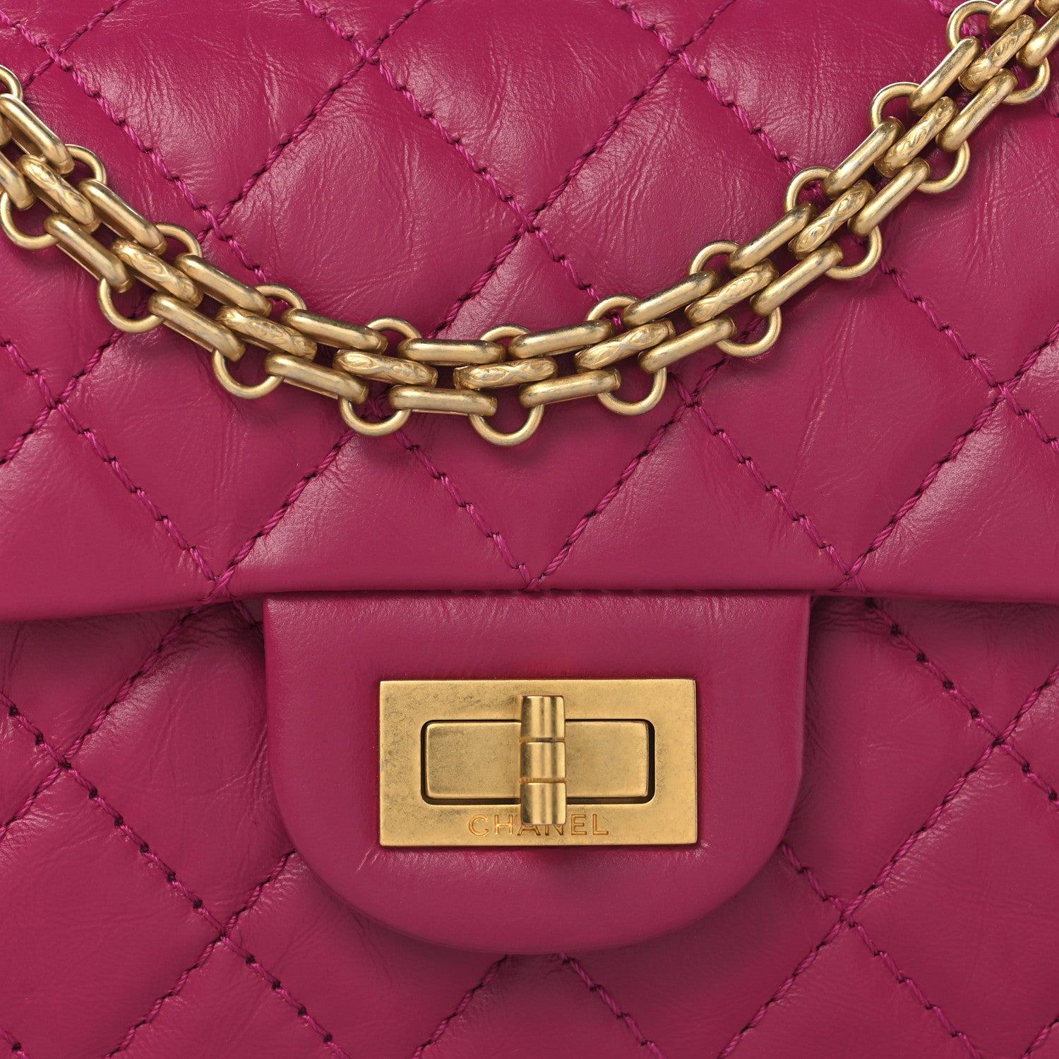 Chanel Aged Calfskin Quilted 2.55 Reissue Mini Flap Fuchsia 8 of 10