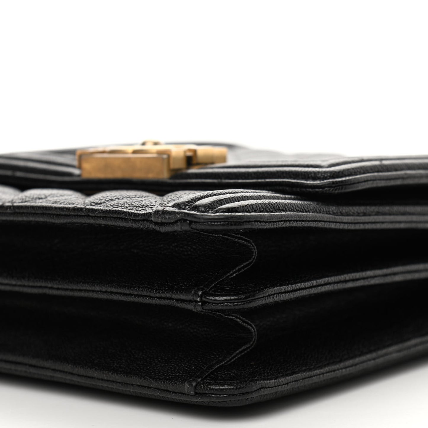 Caviar Quilted North South Boy Flap Black
