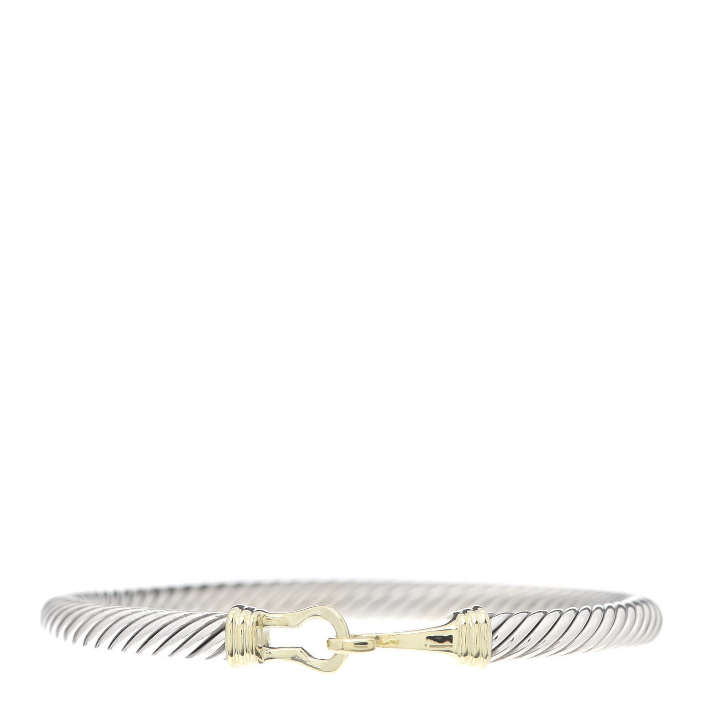 Sterling Silver 14K Yellow Gold 5mm Cable Classic Buckle Bracelet