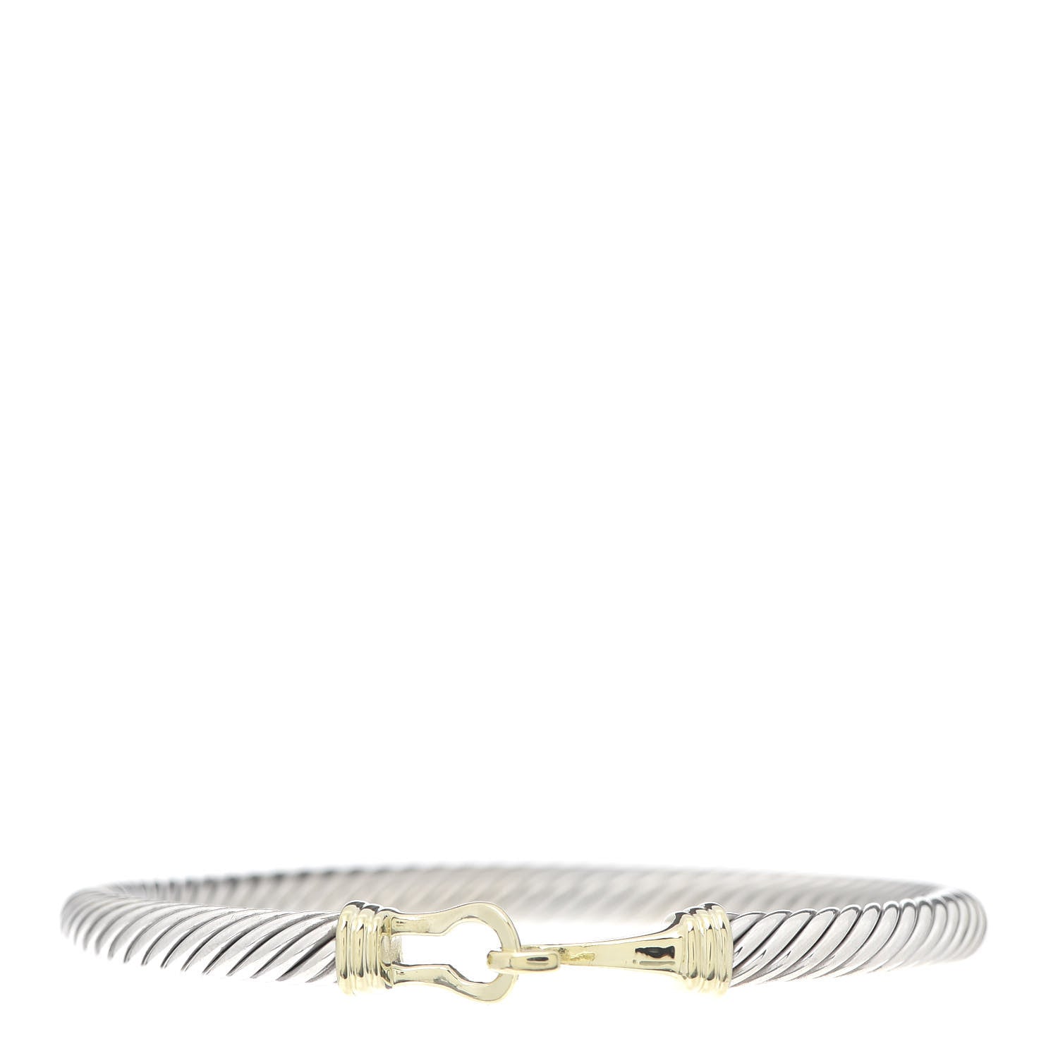 David Yurman Sterling Silver 14K Yellow Gold 5mm Cable Classic Buckle Bracelet 1 of 4