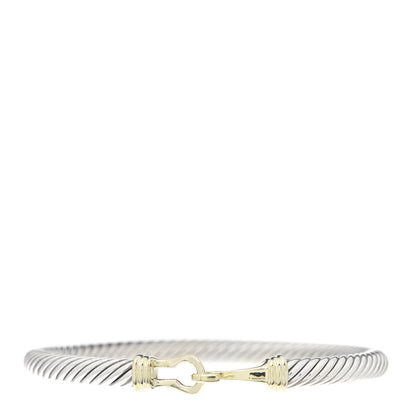 David Yurman Sterling Silver 14K Yellow Gold 5mm Cable Classic Buckle Bracelet 1 of 4