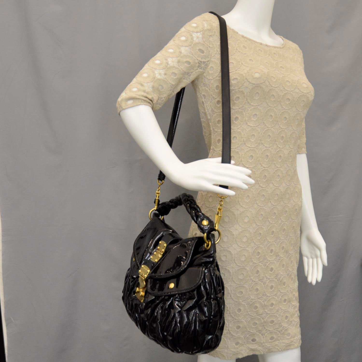 Miu Miu Patent Leather Matelasse Coffer Black 2 of 13