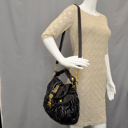 Miu Miu Patent Leather Matelasse Coffer Black 2 of 13