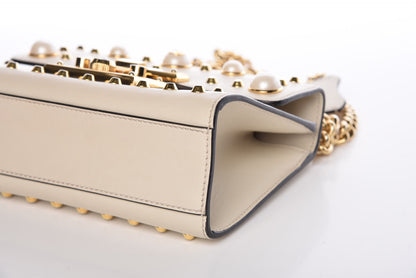 Gucci Calfskin Studded Small Padlock Shoulder Bag White 9 of 10