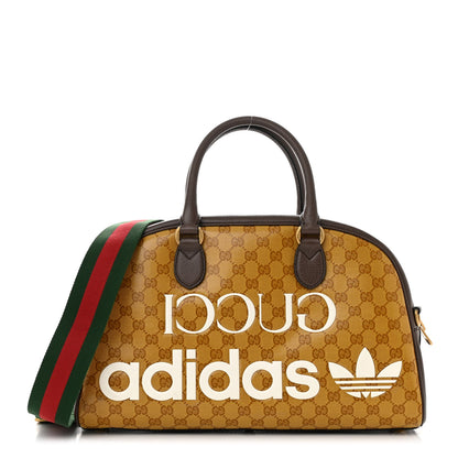 Gucci X ADIDAS Crystal Vintage Monogram Textured Dollar Calfskin Web Trefoil Logo Medium Messenger Bag Mid Natural Nut Off White New Acero 1 of 10