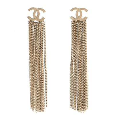 Chanel Metal CC Multi Strand Chain Drop Earrings Gold 1 of 5