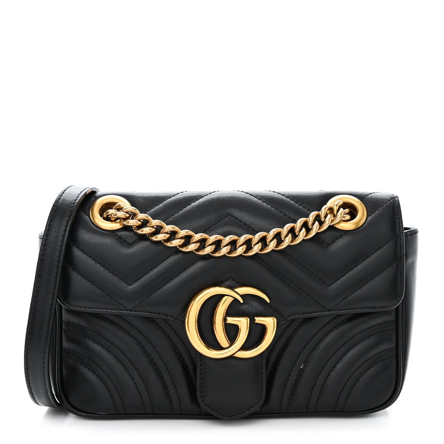 Calfskin Matelasse Small GG Marmont Shoulder Bag Black