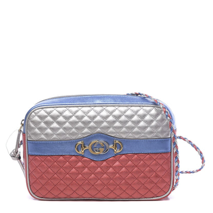 Gucci Laminated Nappa Trapuntata Small Zumi Shoulder Bag Rosso Marine Argento 1 of 10
